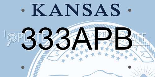 333APB Kansas License Plate
