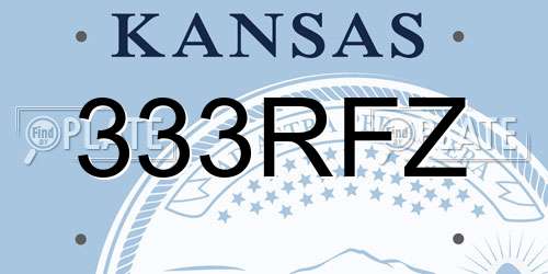 333RFZ Kansas License Plate