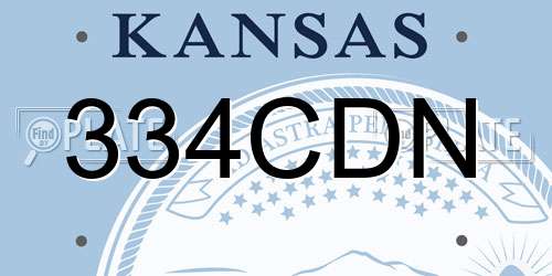 334CDN Kansas License Plate