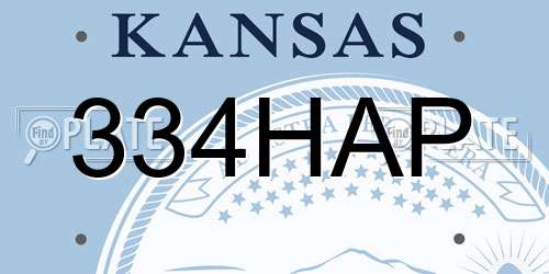 334HAP Kansas License Plate