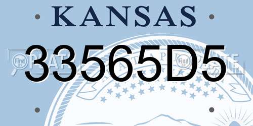 33565D5 Kansas License Plate