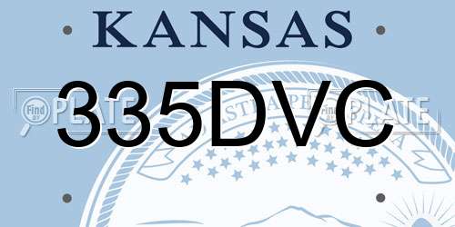 335DVC Kansas License Plate