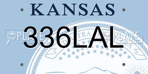 336LAL Kansas License Plate