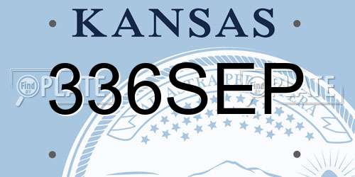 336SEP Kansas License Plate