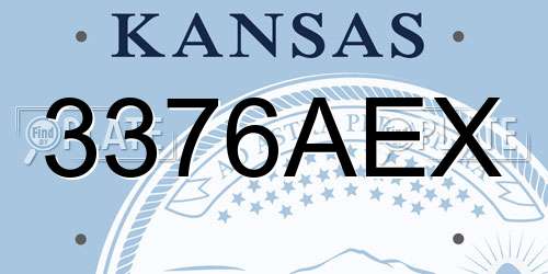 3376AEX Kansas License Plate