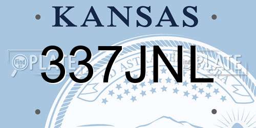 337JNL Kansas License Plate