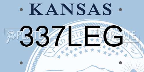 337LEG Kansas License Plate