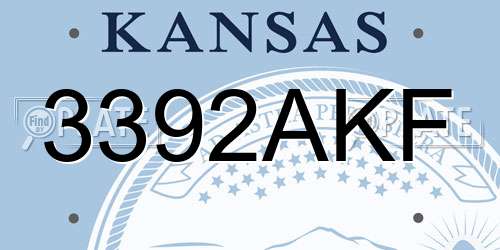 3392AKF Kansas License Plate