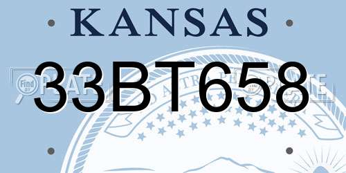 33BT658 Kansas License Plate
