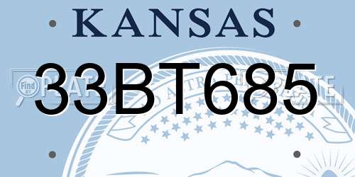 33BT685 Kansas License Plate