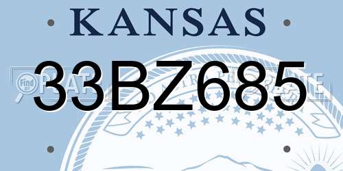 33BZ685 Kansas License Plate
