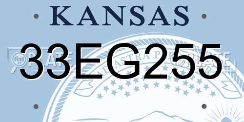 33EG255 Kansas License Plate