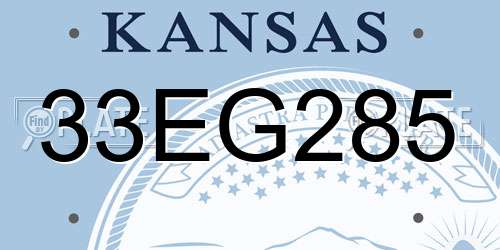 33EG285 Kansas License Plate