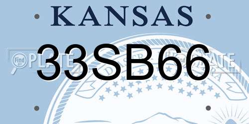 33SB66 Kansas License Plate