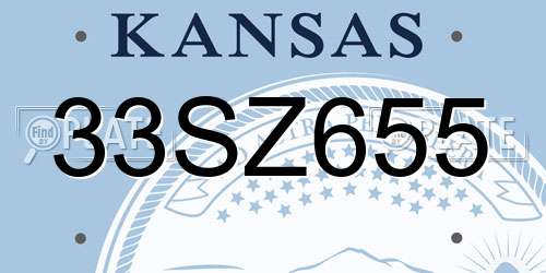 33SZ655 Kansas License Plate