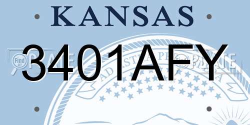 3401AFY Kansas License Plate