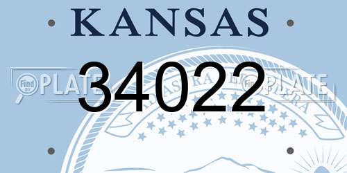 34022 Kansas License Plate