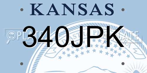 340JPK Kansas License Plate
