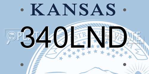 340LND Kansas License Plate