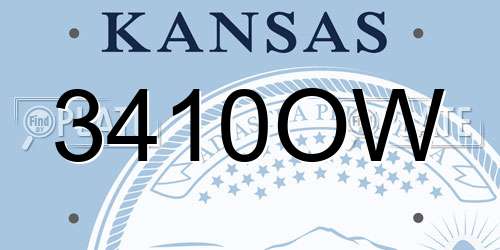 3410OW Kansas License Plate
