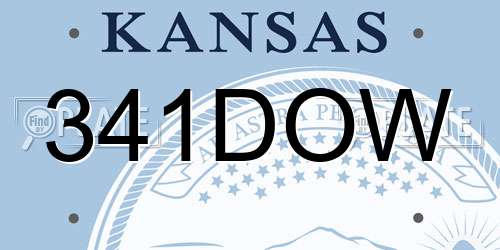 341DOW Kansas License Plate