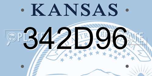 342D96 Kansas License Plate