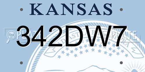342DW7 Kansas License Plate