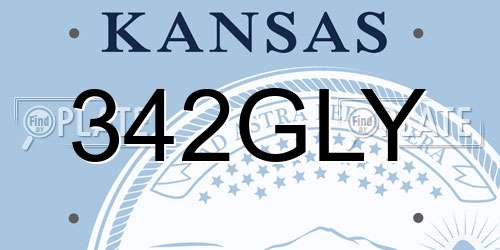 342GLY Kansas License Plate