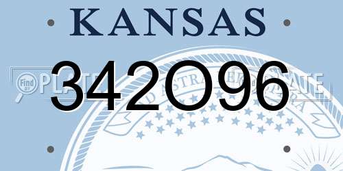 342O96 Kansas License Plate