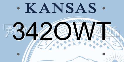 342OWT Kansas License Plate