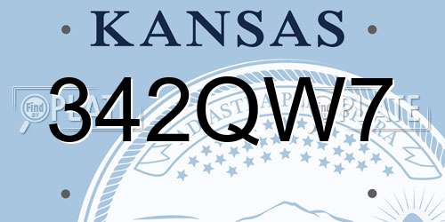 342QW7 Kansas License Plate