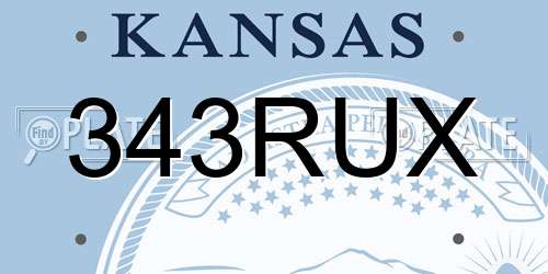343RUX Kansas License Plate