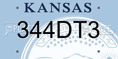 344DT3 Kansas License Plate