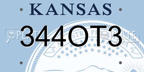 344OT3 Kansas License Plate