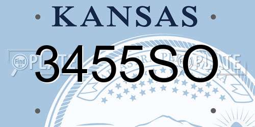 3455SO Kansas License Plate
