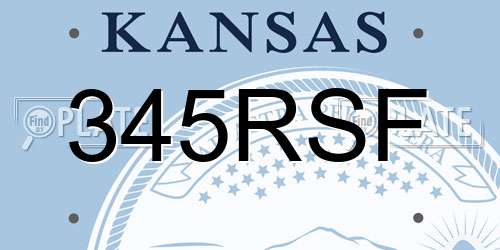 345RSF Kansas License Plate