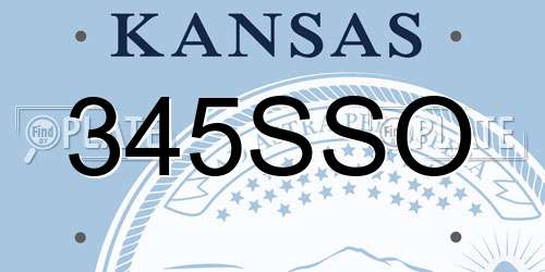 345SSO Kansas License Plate