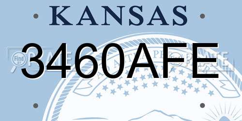 3460AFE Kansas License Plate