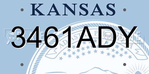 3461ADY Kansas License Plate