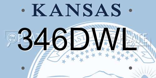 346DWL Kansas License Plate