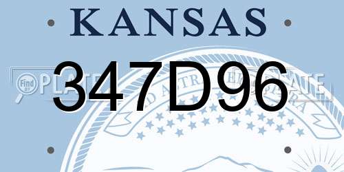 347D96 Kansas License Plate
