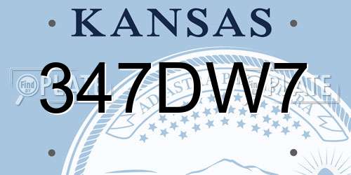 347DW7 Kansas License Plate