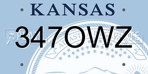 347OWZ Kansas License Plate
