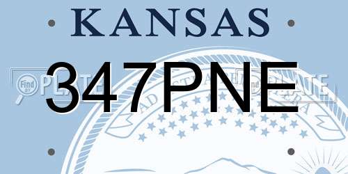 347PNE Kansas License Plate