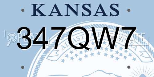 347QW7 Kansas License Plate