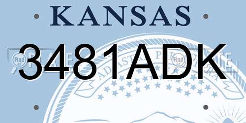 3481ADK Kansas License Plate