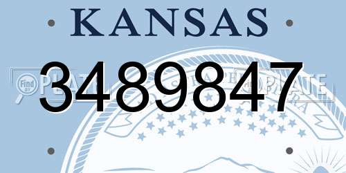 3489847 Kansas License Plate