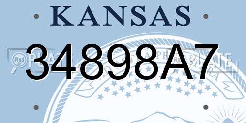 34898A7 Kansas License Plate