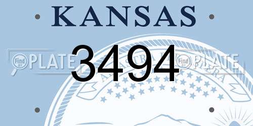 3494 Kansas License Plate