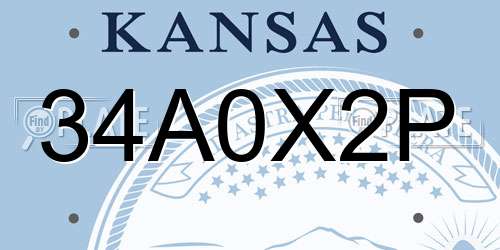 34A0X2P Kansas License Plate